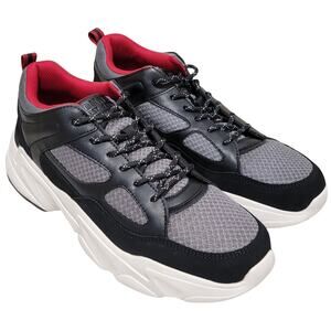 DKNY Men Steven Low Top Chunky Sneakers Size US 11 Black Leather / Mesh